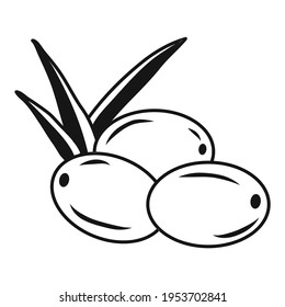Olives group icons. Black illustration. Contour liner sketch. Idea for decors, logo, patterns, papers, covers, gifts, summer and autumn holidays, floral natural themes. Isolated vector art.