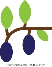 Olives Guava Peach Icon Vector Flat Illustration