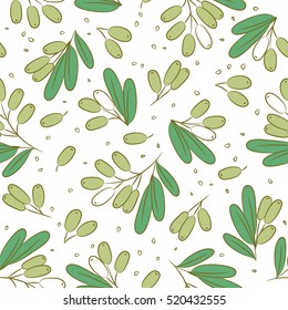 olives hand drawn pattern. food vector background