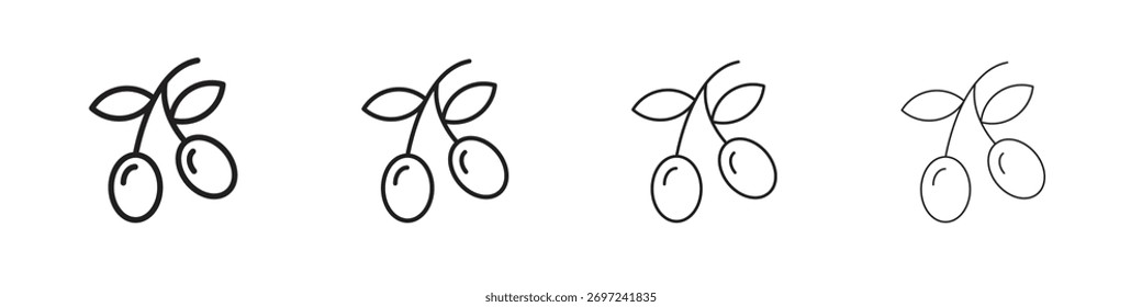Olives icon collection. Line vector sign, symbol for web and mobile