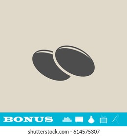 Olives icon flat. Grey pictogram on light background. Vector illustration symbol and bonus button real estate, ottoman, vase, tv, fishing rod