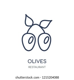 Olives icon. Olives linear symbol design from Restaurant collection. Simple outline element vector illustration on white background.