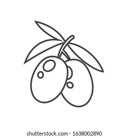 Olives icon. Simple outline vector symbol. Linear pictogram isolated on white.