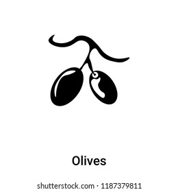 Olives icon vector isolated on white background, logo concept of Olives sign on transparent background, filled black symbol