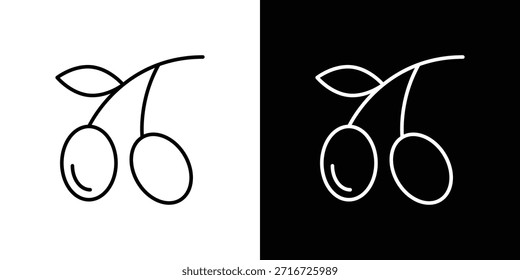 Iconos de aceitunas Vector blanco y negro, conjunto de iconos de línea.