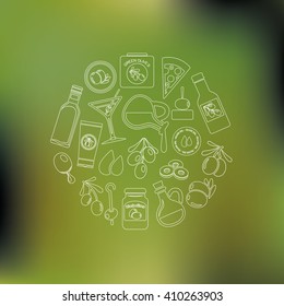 olives icons in circle