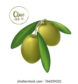 Olives isolated on the white background. 3D object for design.