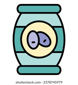 Olives jar icon outline vector. Olive food. Virgin plant color flat