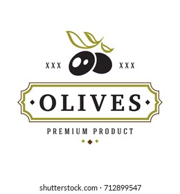 Olives Label on White Background.