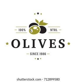 Olives Label on White Background.