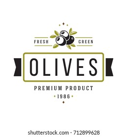 Olives Label on White Background.