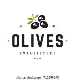 Olives Label on White Background.