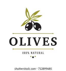 Olives Label on White Background.