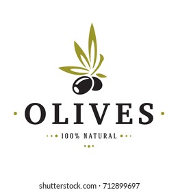 Olives Label on White Background.