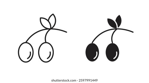 Olives line icon vector set.