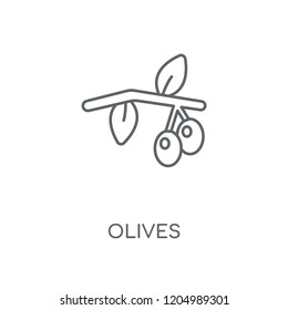 Olives linear icon. Olives concept stroke symbol design. Thin graphic elements vector illustration, outline pattern on a white background, eps 10.