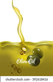 Olives in olive oil. Realistic vector illustration.