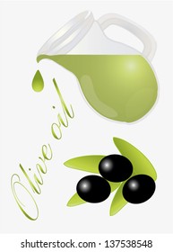 Olives and olive oil, vector illustration