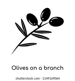 Olives on a branch icon vector isolated on white background for your web and mobile app design, Olives on a branch logo concept