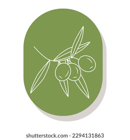 Olives on a branch. Simple logo for your design. Vector illustration.