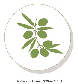Olive auf einem Zweig. Einfaches Logo für Ihr Design. Vektorgrafik.