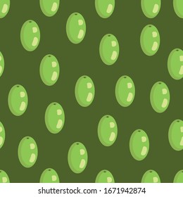 Olives on a green background. Vector seamless pattern for textiles, background, Wallpaper, packaging paper.