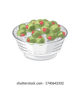 Olives in plate icon. Cartoon of olives in plate vector icon for web design isolated on white background in EPS10