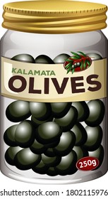 Olives preserve in glass jar illustration