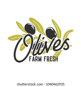 Olives retro label isolated on white background.Vector illustration.