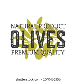 Olives retro label isolated on white background.Vector ullistration.