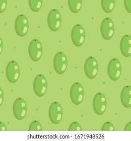 Olives are ripe on a green background. Vector seamless pattern for textiles, background, Wallpaper, packaging paper.