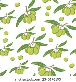 Olives seamless pattern. Endless pattern can be used for ceramic tile, wallpaper, textile, web page background. Vector cartoon illustration.