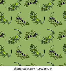 olives seamless pattern. hand-drawn, vector illustrations eps10. 