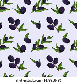 Olives seamless pattern. Vector illustration for design, web and decor for the festival of olives.