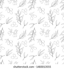 Olives seamless pattern. Vector illustration for design, web and decor for the festival of olives.