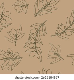 Olives seamless pattern vintage line art
