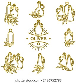 Olives set. Collection icon olives. Vector