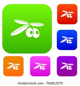 Olives set icon in different colors isolated vector illustration. Premium collection