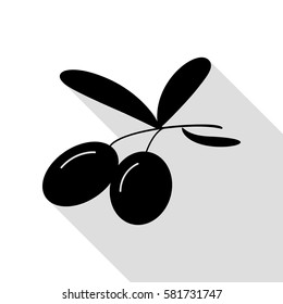 Olives sign illustration. Black icon with flat style shadow path.