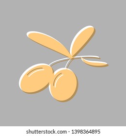 Olives sign illustration. Emboss effect with light orange icon on gray background.