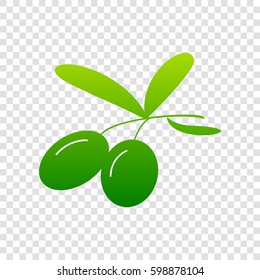 Olives sign illustration. Vector. Green gradient icon on transparent background.