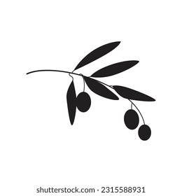 Olives silhouette. Vector drawing on a white background.

