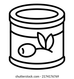 Olives tin can icon outline vector. Oil food. Virgin extra