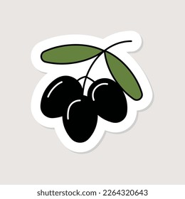 Olives. Vector illustration of line art style. Sticker.