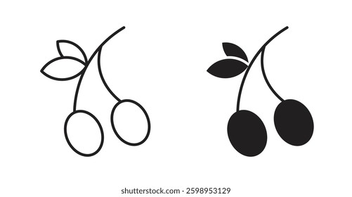 Olives vector line icon illustration collection.