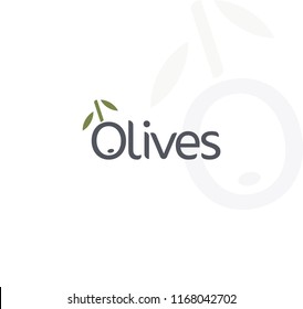 Olives vector logo. Black ripe and green olive, branch with leaves. Gourmet food emblems. Simple logotype design.
