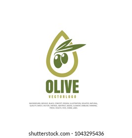 Olives, vegetable oil, healthy food. Vector illustration