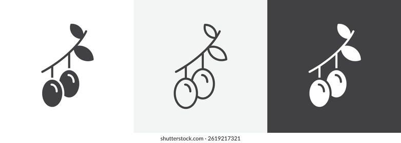 Olives web vector icons set