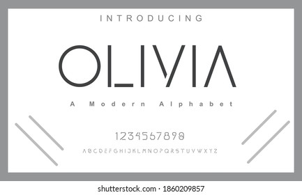 Olivia font. Elegant alphabet letters font and number. Lettering Minimal Fashion Designs. Typography fonts regular uppercase. vector illustration