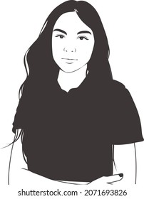 Olivia Rodrigo With Long Hair, In Line Art Style 